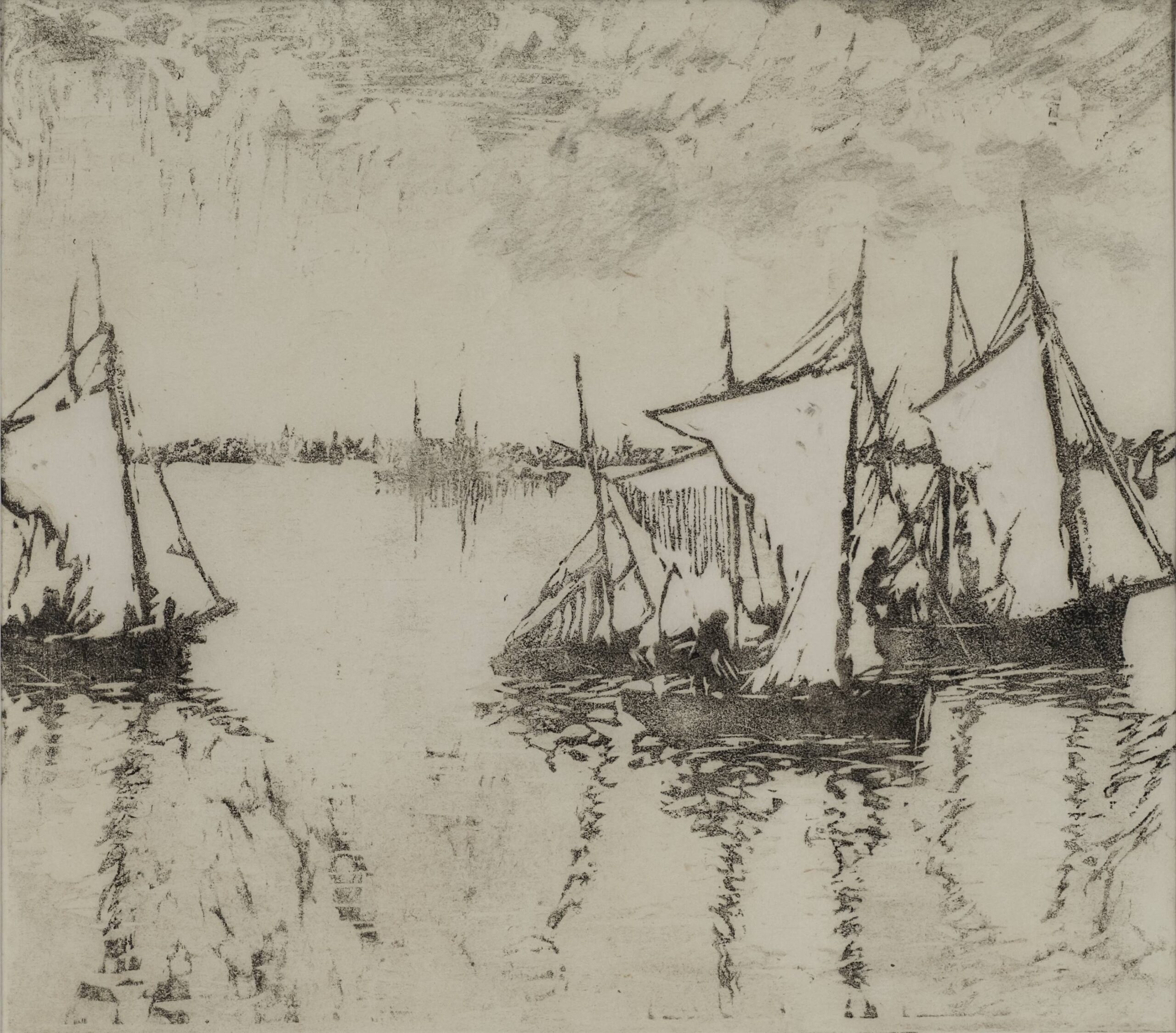 Gerda Nordling, träsnitt med titeln "Seglen torka". Helsingborgs museum.