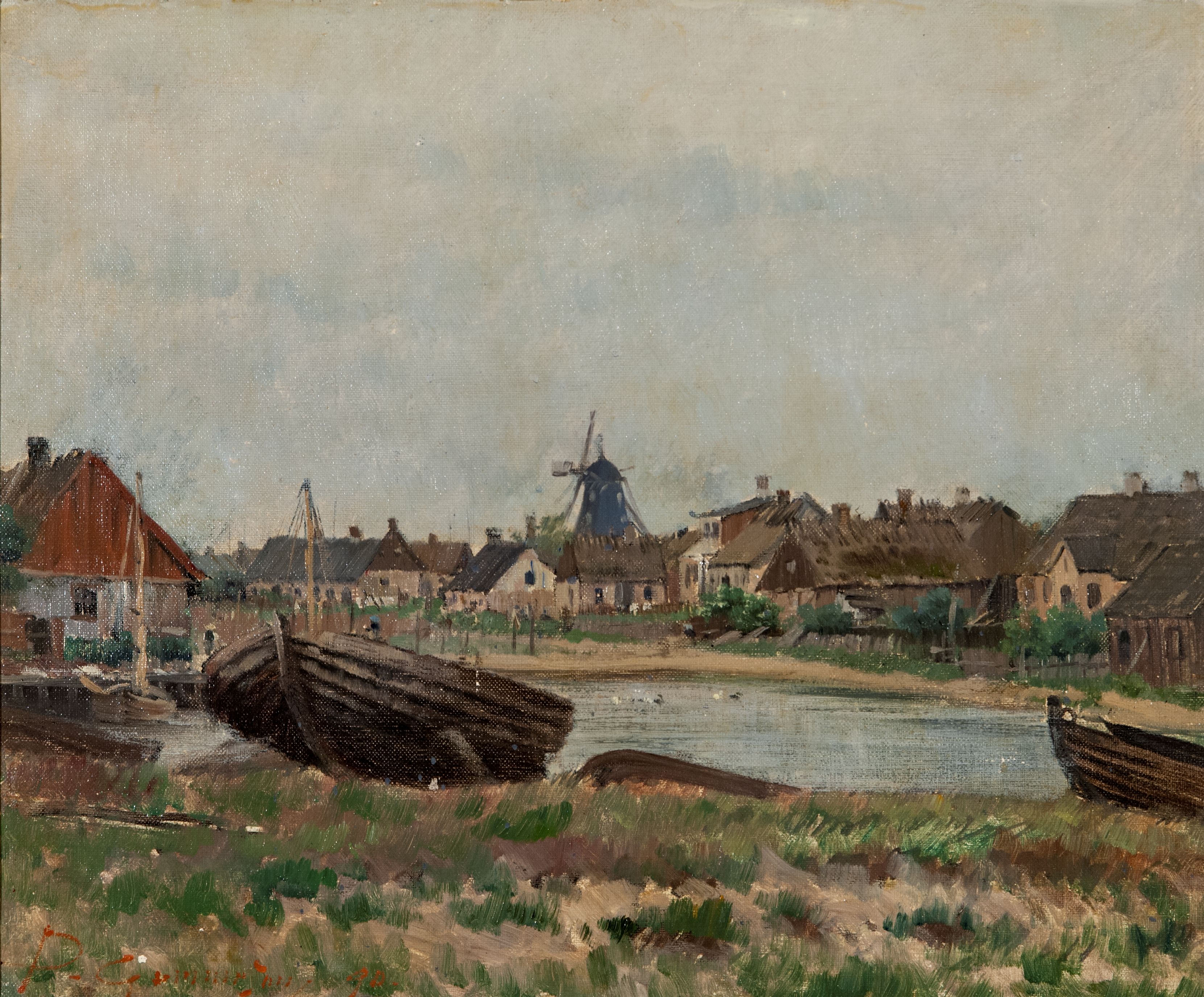 Råå 1890. Olja på duk av Per Gummesson (1858 - 1928). Helsingborgs museum.