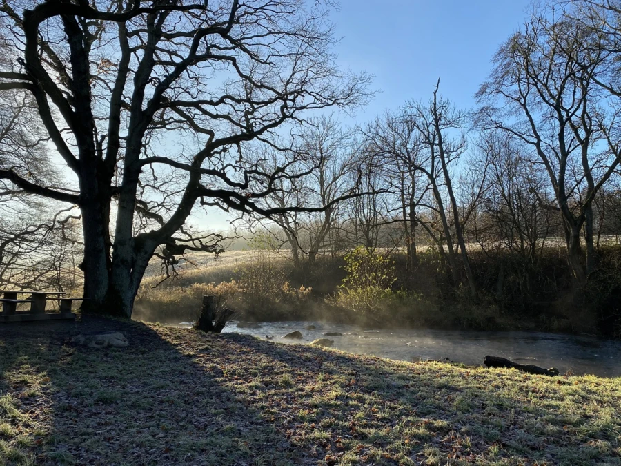 Vid Naturpunkt Råån bjuder naturen på vackra vyer året om. Älvorna dansar över vattenytan i November.