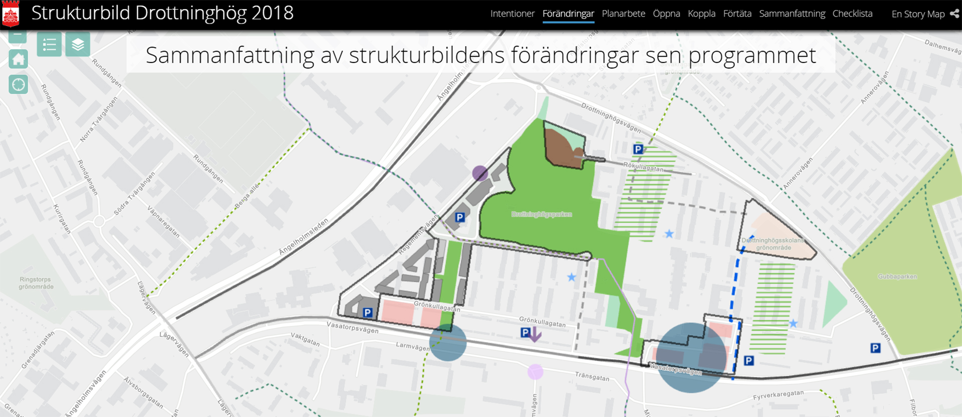 Till digital storymap av Strukturbild Drottninghög 2018