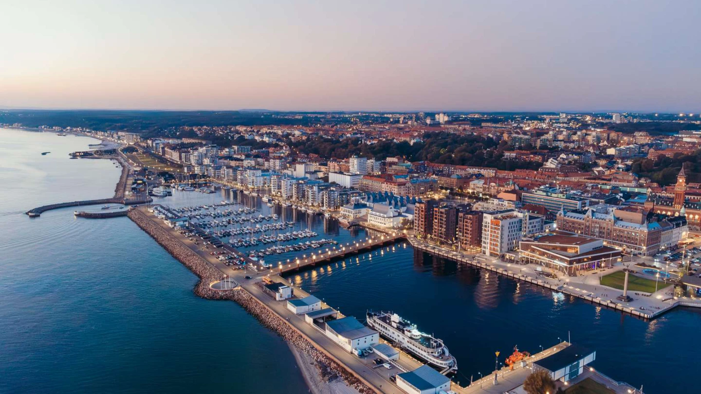 Flygfoto över Helsingborg centrum.