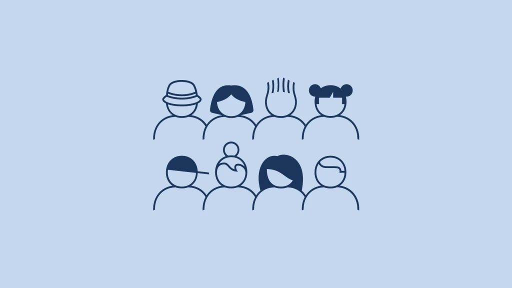 Piktogram: en grupp med åtta människor.