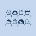 Piktogram: en grupp med åtta människor.