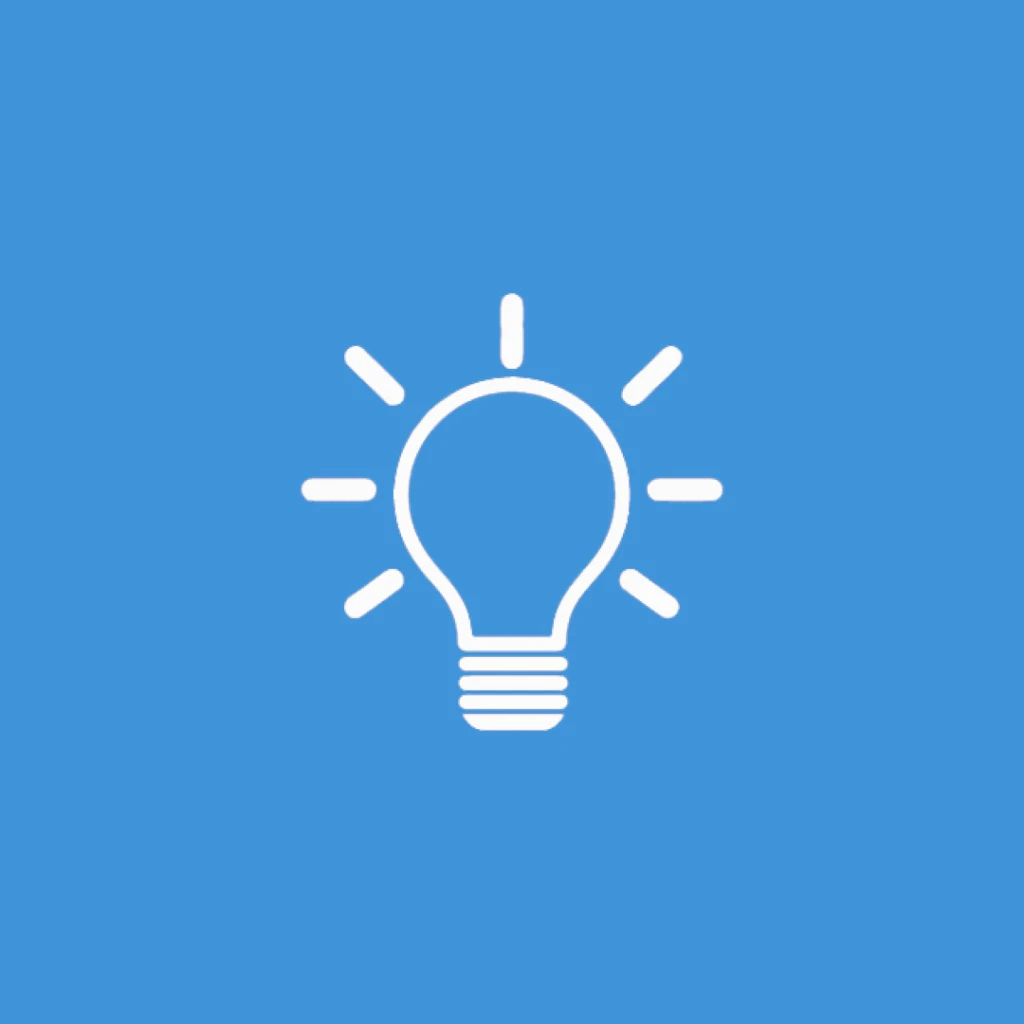 Piktogram: glödlampa.