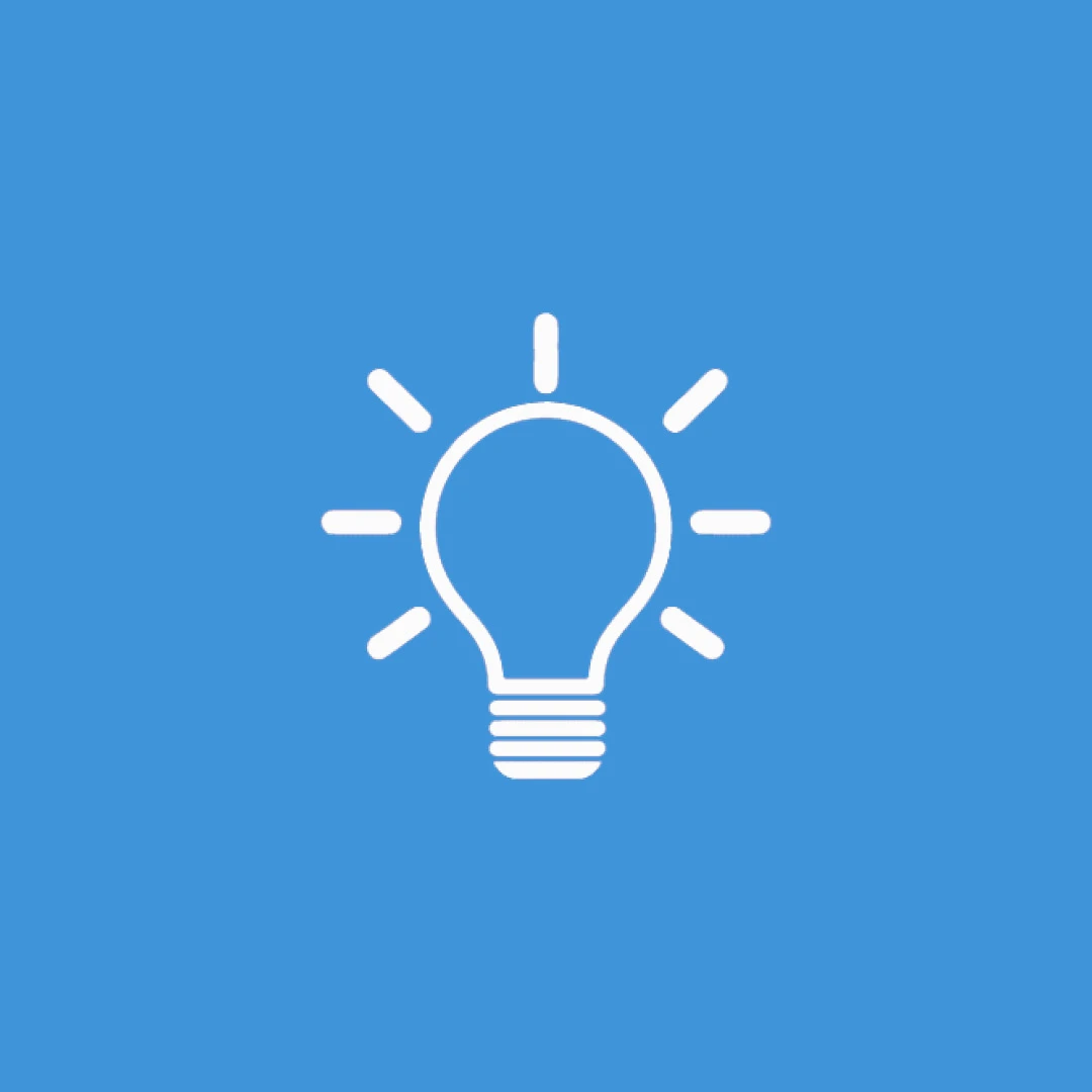 Piktogram: glödlampa.