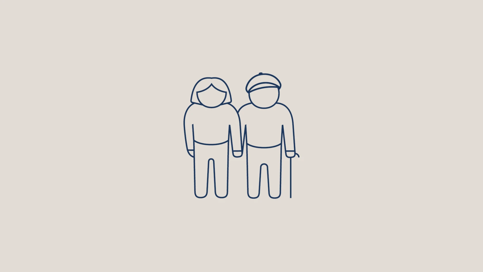 Piktogram: figurer som är seniorer.