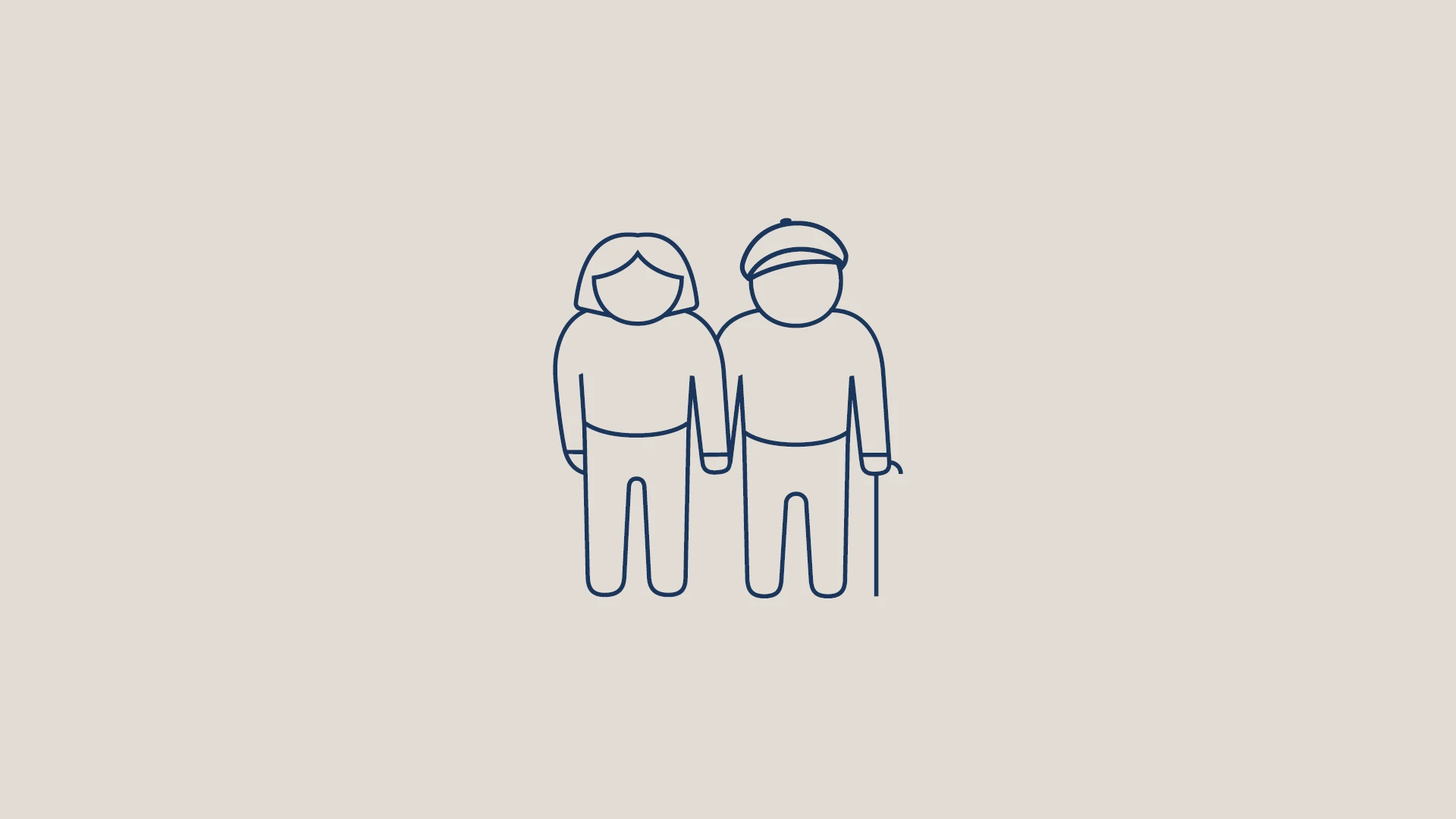 Piktogram: figurer som är seniorer.