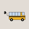 Piktogram: eldriven buss.