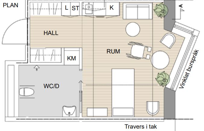 Bild på lägenheternas planlösning