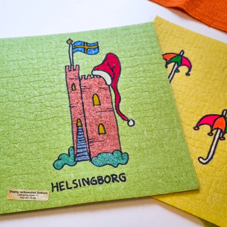 Bild på Kärnan och Helsingborgsmotiv på en disktrasa.