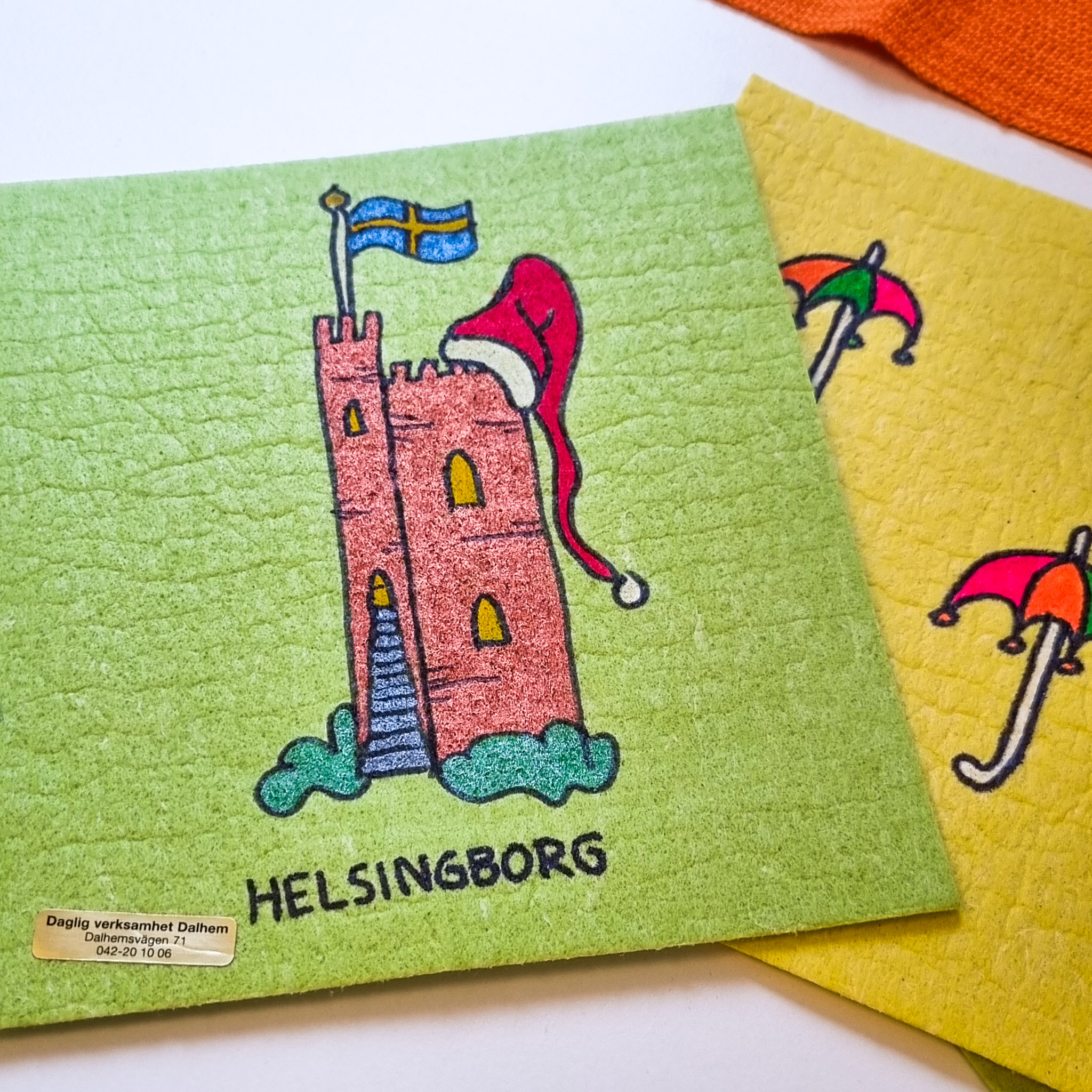 Bild på Kärnan och Helsingborgsmotiv på en disktrasa.