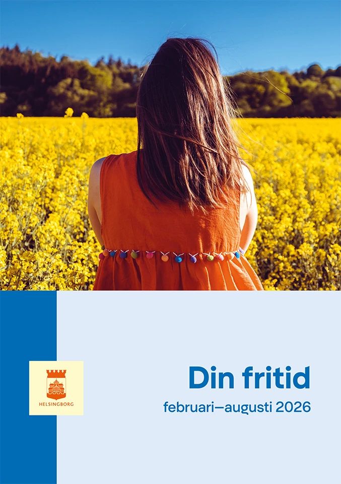 En person tittar ut över ett blommande fält.