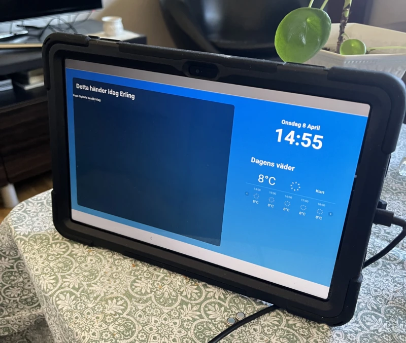 En surfplatta som används för digital hemvård.