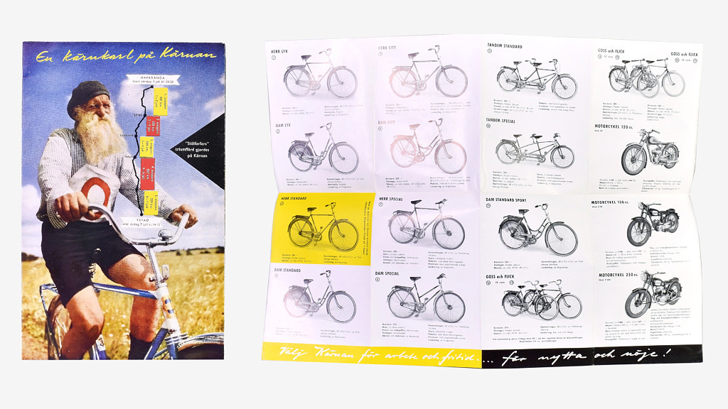 En katalog från Cykelfabriken Kärnan med Stål-farfar på omslaget