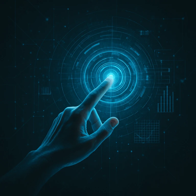 Futuristisk bild på hand som pekar