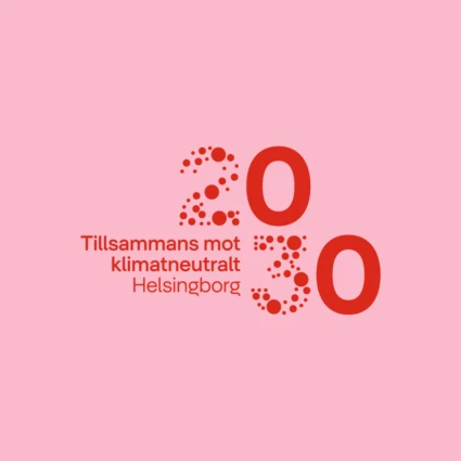 En logotyp med texten "Tillsammans mot klimatneutralt Helsingborg 2030"