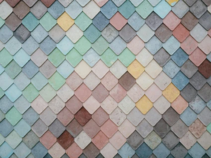 Colorful wall patches.