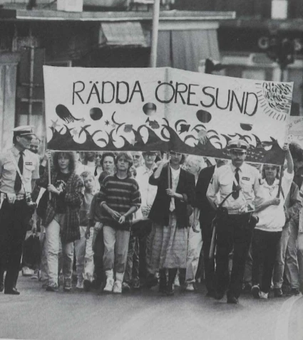 Demonstrationen för ett rent Öresund 4 september 1988. Foto: Göran Stenberg/Helsingborgs Dagblad