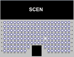 En bild över Teatersalen och stolnummer