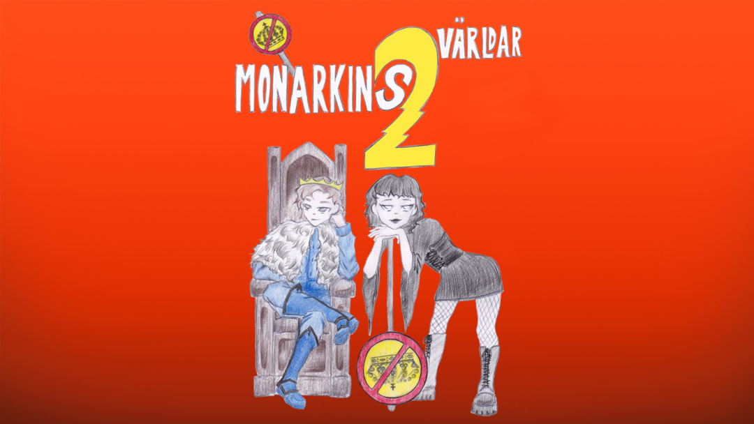 Illustration med monark och monarkimotståndare