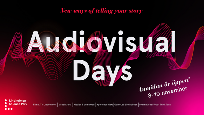 rödrosa bakgrund med text Audiovisual days