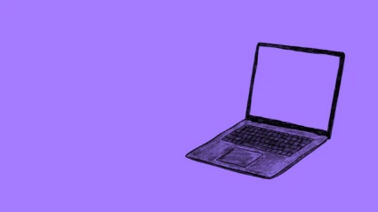 Illustrerad Laptop mot lila bakgrund
