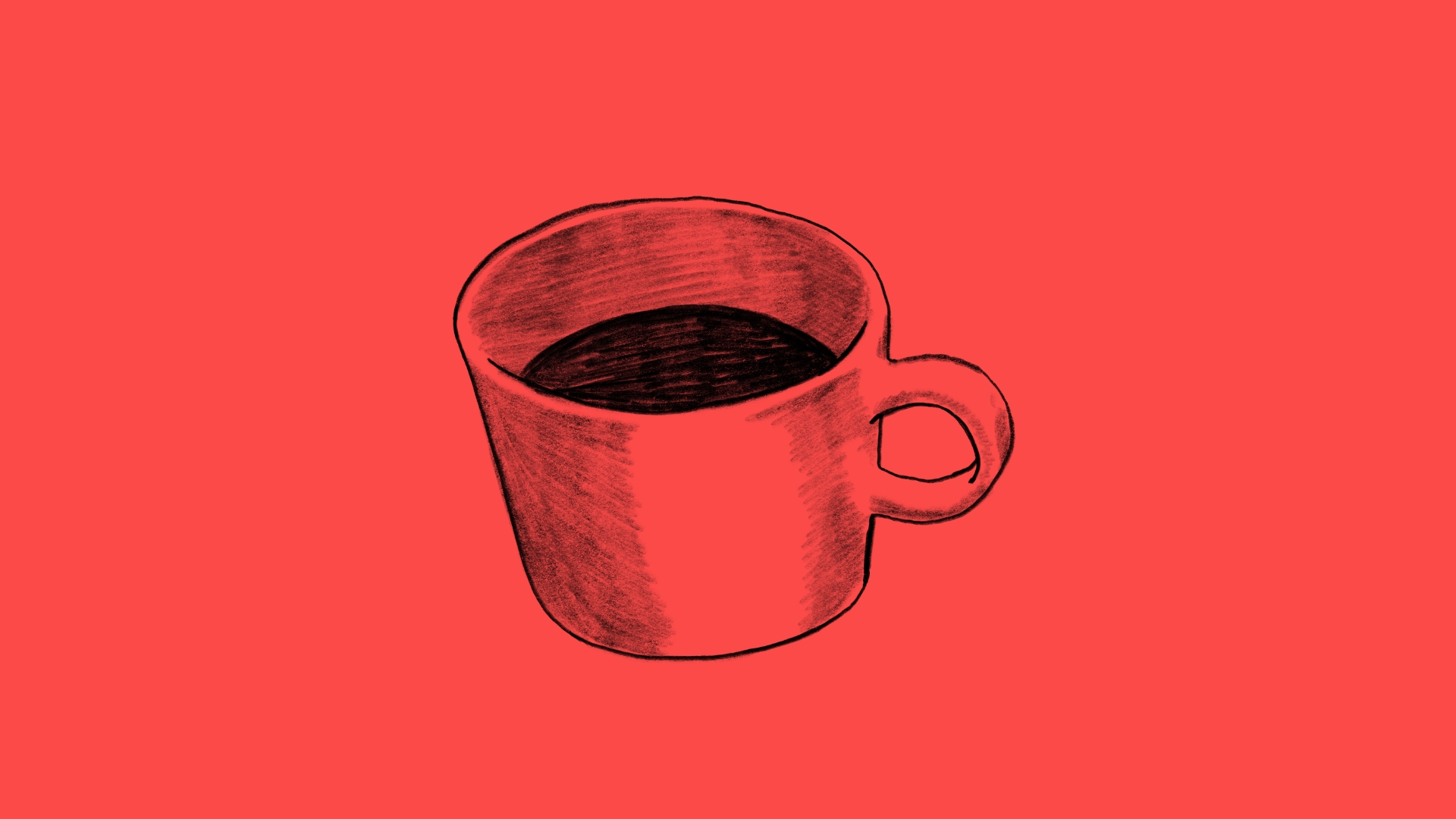 illustration av en kaffekopp mot röd bakgrund