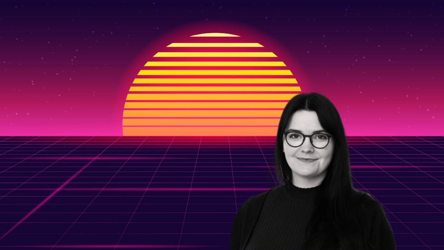 Illustrerad bild av en soluppgång. Framför det en bild på textens författare Hillevi Gustafson.