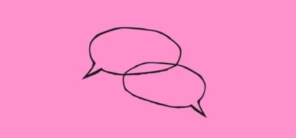 Illustrerade pratbubblor mot rosa bakgrund