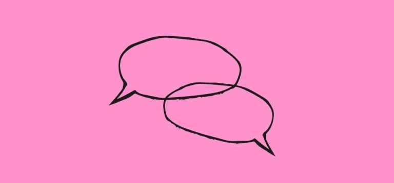 Illustrerade pratbubblor mot rosa bakgrund