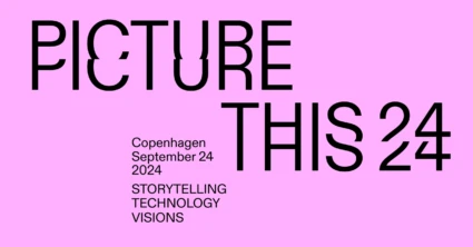 Rosa bakgrund med svart text: Picture This