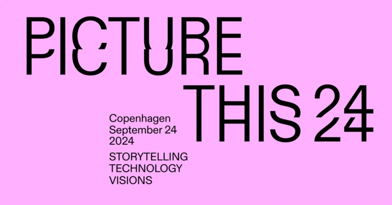 Rosa bakgrund med svart text: Picture This