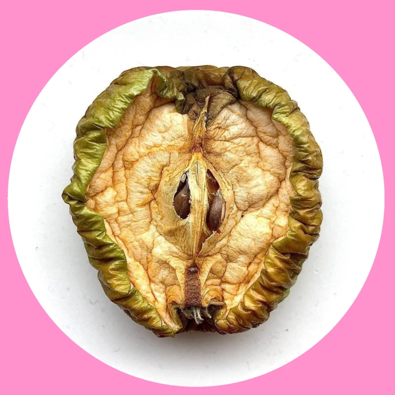 Ett halvt skrumpet äpple
