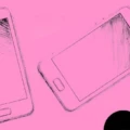tecknade mobiltelefoner på rosa bakgrund