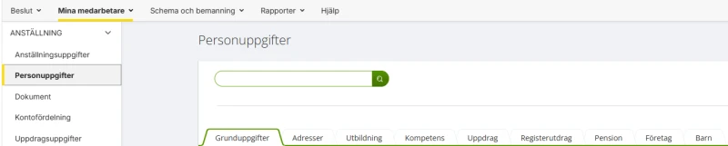 Personuppgifter i Självservice
