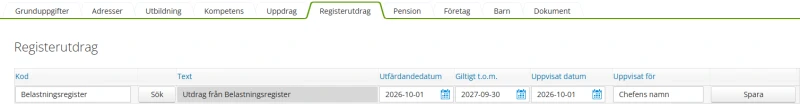 Registerutdrag i Självservice