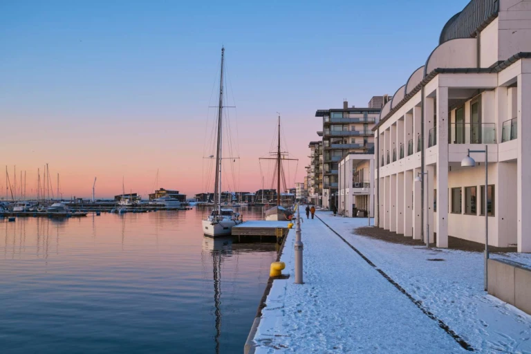 Dunkers kulturhus i vinterskrud