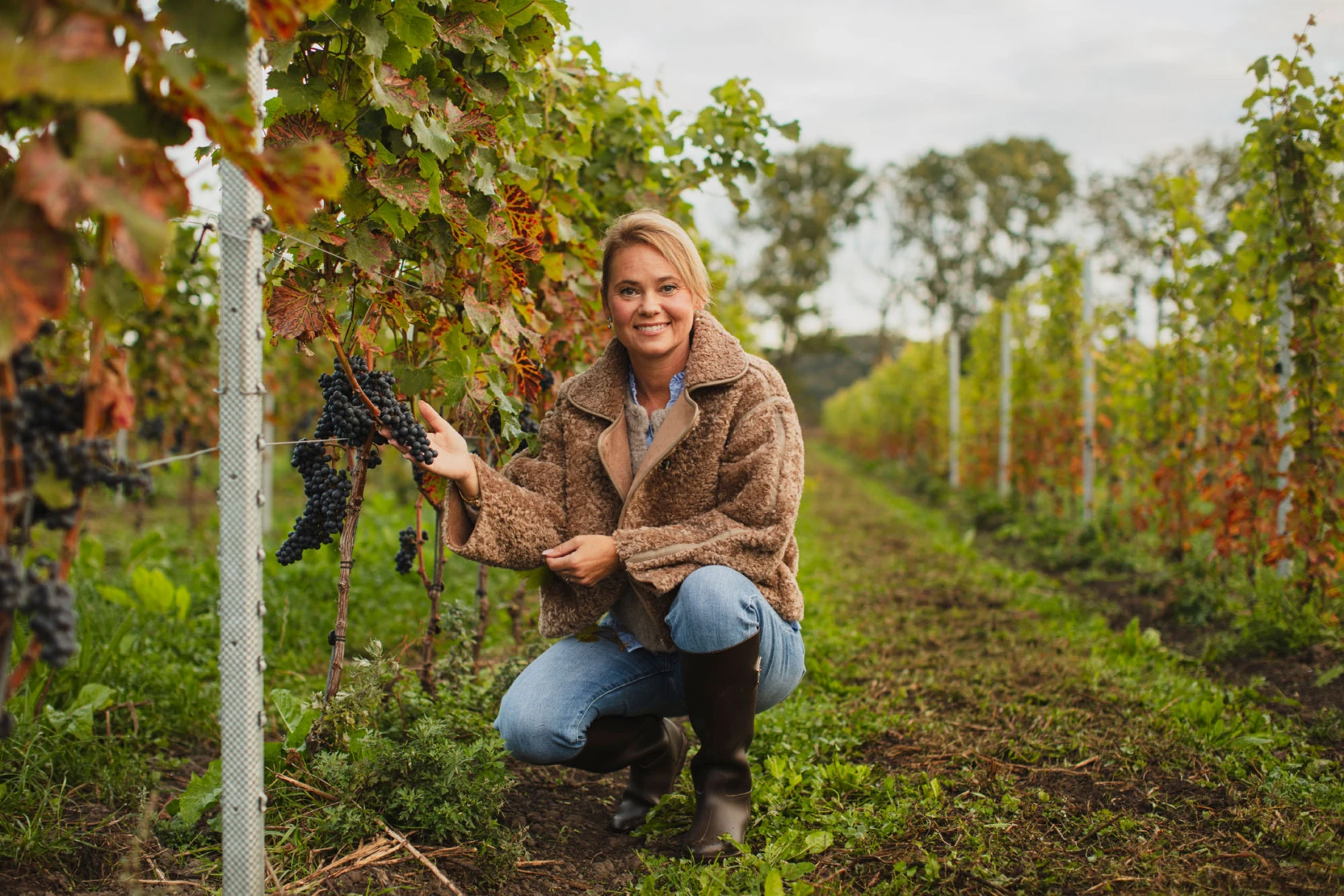 Halldora Koeningsegg vid sina vinrankor